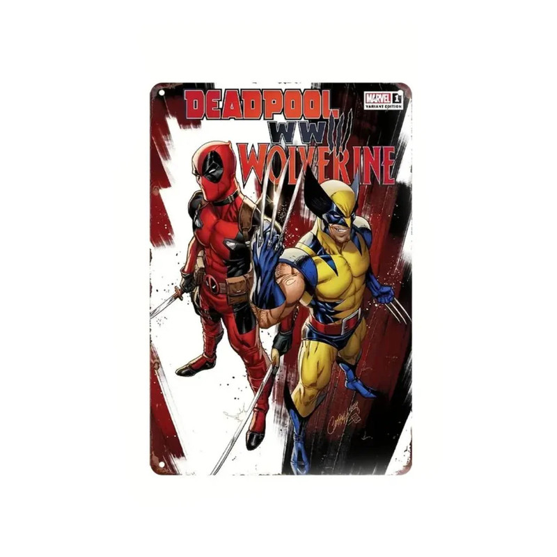 Marvel Deadpool vs Wolverine Aluminum Sign (20x1x30cm) - ملصق